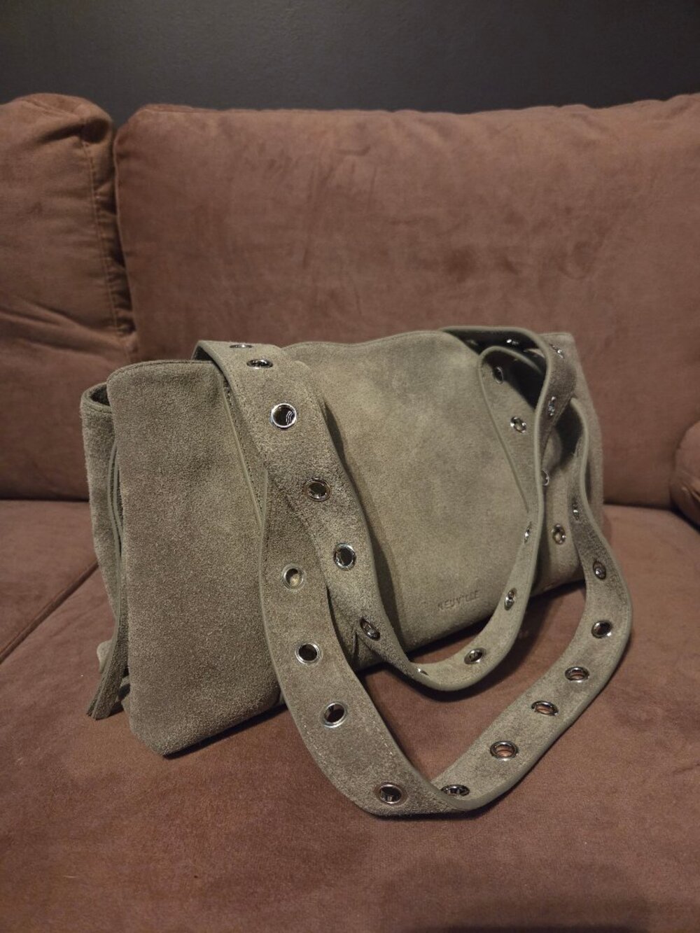 Gray Suede Shoulder Bag - Picture 7 of 7